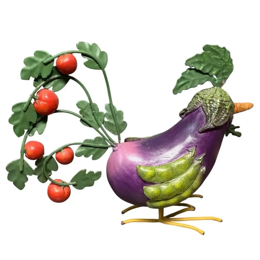 Farm Animal Vegetable Home Grown Garden Eggplant Rooster Anthropomorphic‎ Figure